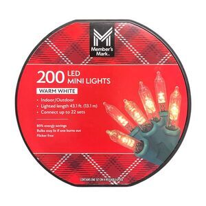 Warm White - Member's Mark 200 Count LED Mini Lights, Indoor/Outdoor, 43.1' Leng